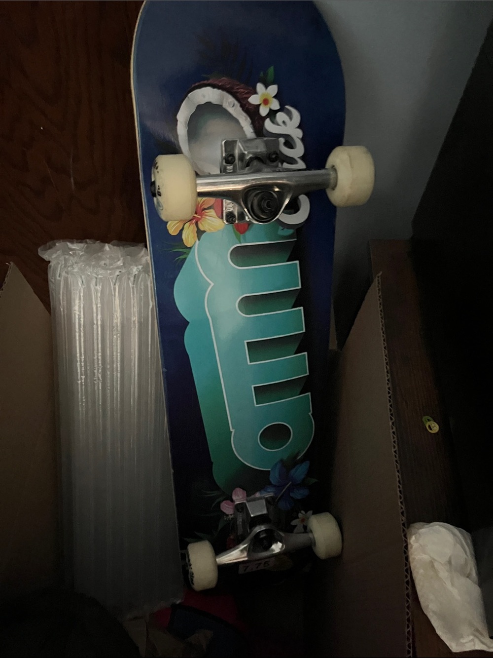 Mint Skateboard in Blue and Teal with Floral Logo